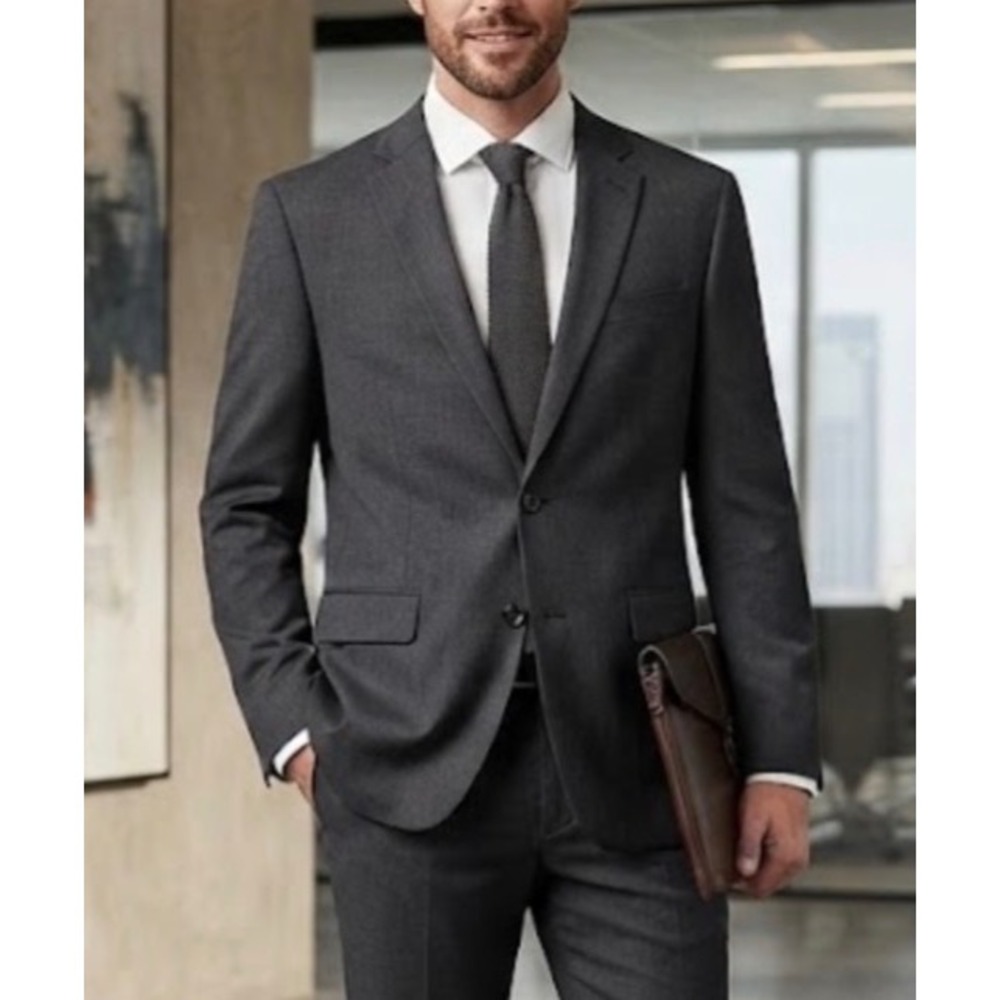 Banana Republic Modern Fit Blazer Mens 42L Charcoal Gray Lanificio F.lli Cerruti